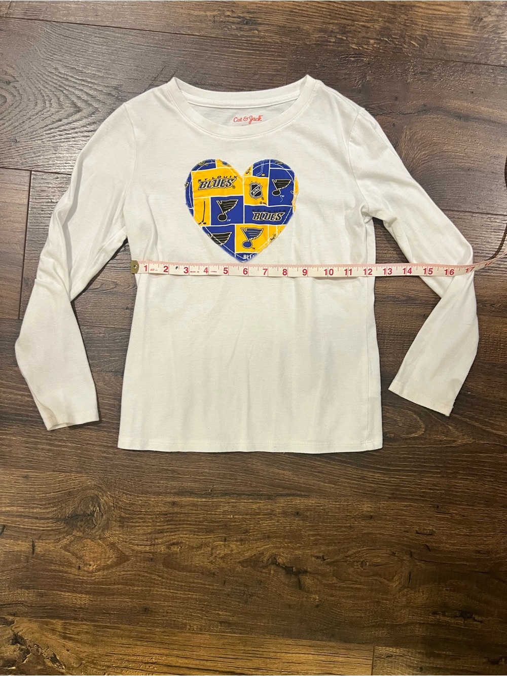 Cat & Jack White Long-Sleeve Tee with Blue & Yellow Heart Logo